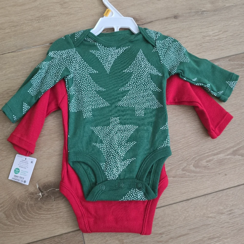 Nwt Baby Carter's 2 Pack Christmas Long Sleeve Bodysuit Set, Boys or girls